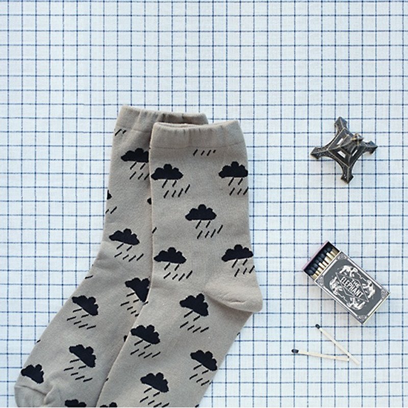 Dessin X Livework-R&O兰德欧图腾女长袜子-天灰灰,LWK92102 - 袜子 - 棉．麻 灰色