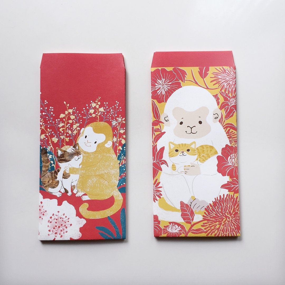 红包-猴年喜吱吱红包袋组 (两款十入) - 其他 - 纸 红色