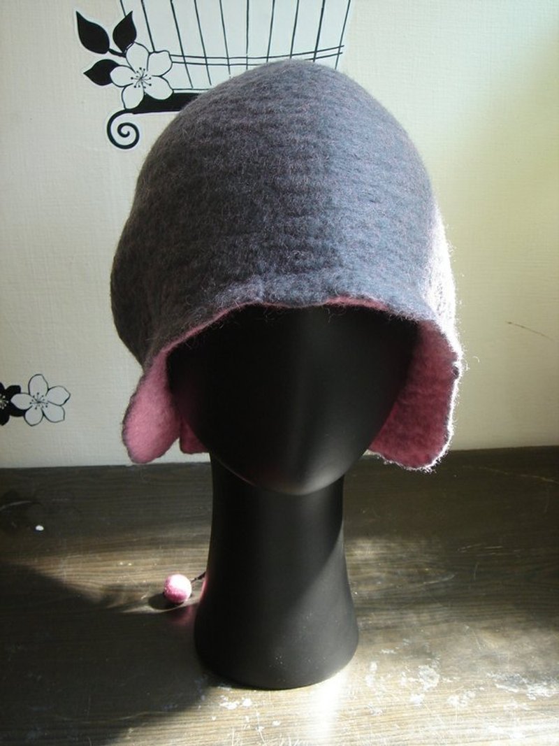羊毛毡抓折帽 - 帽子 - 羊毛 紫色