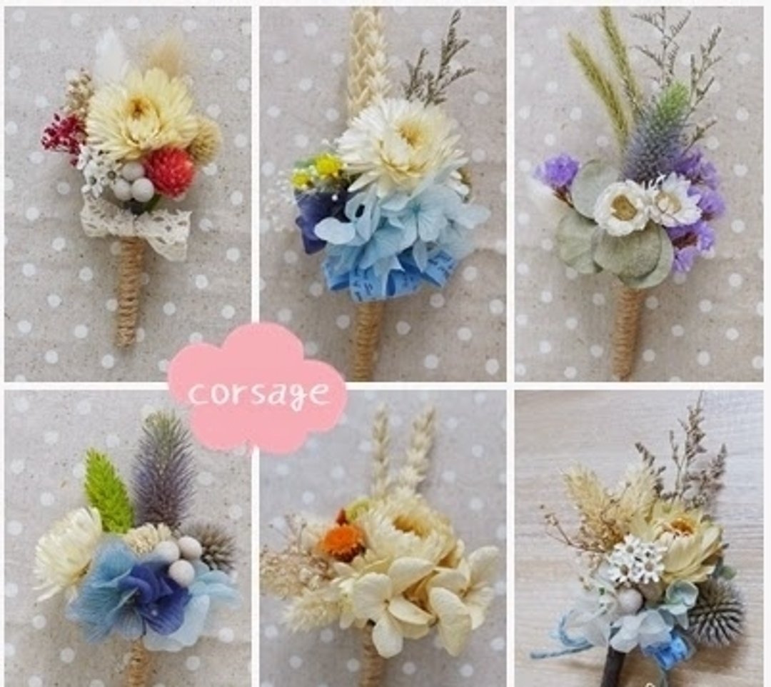 [ Love corsage ] - 干燥胸花六只套组优惠系列 - 植栽/盆栽 - 植物．花 多色