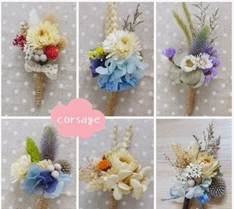[ Love corsage ] - 干燥胸花六只套组优惠系列 - 植栽/盆栽 - 植物．花 多色