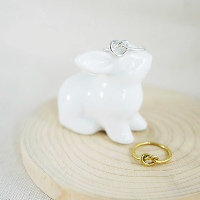 麻花爱心造型戒指-纯银款 - 戒指 - 纯银 银色