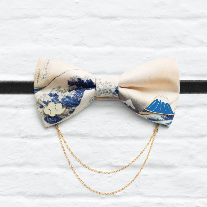 Style 0152  邂逅富士山 印花领结连富士山领针 - 领结/领巾 - 聚酯纤维 黄色