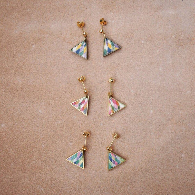 交织- 缤纷手染皮革耳环 - 耳环/耳夹 - 真皮 多色