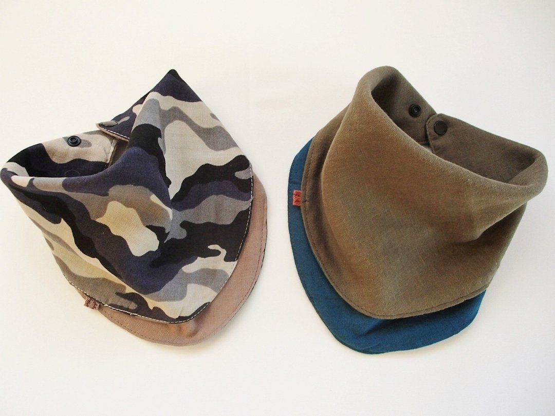 Baby Bib, Set of 2, Reversible Baby Bandana Bib, Japanese Cotton, Saliva Towel - 围嘴/口水巾 - 棉 黑色