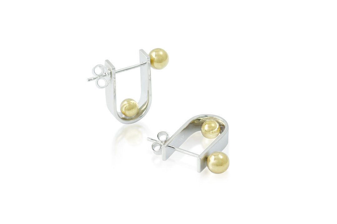 ROUND Earrings - sterling silver - 耳环/耳夹 - 其他金属 
