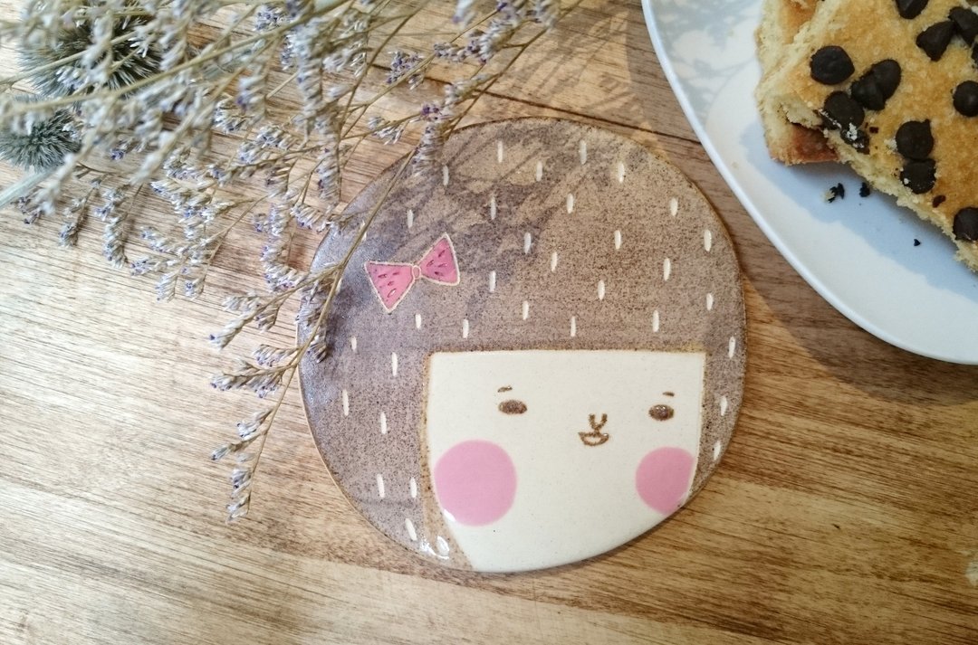 妹妹头吸水杯垫 - 杯垫 - 其他材质 咖啡色