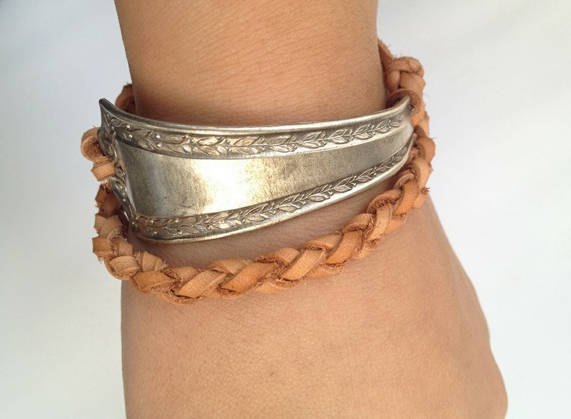 银汤匙手环(花纹仅有一个) - 手链/手环 - 其他材质 灰色