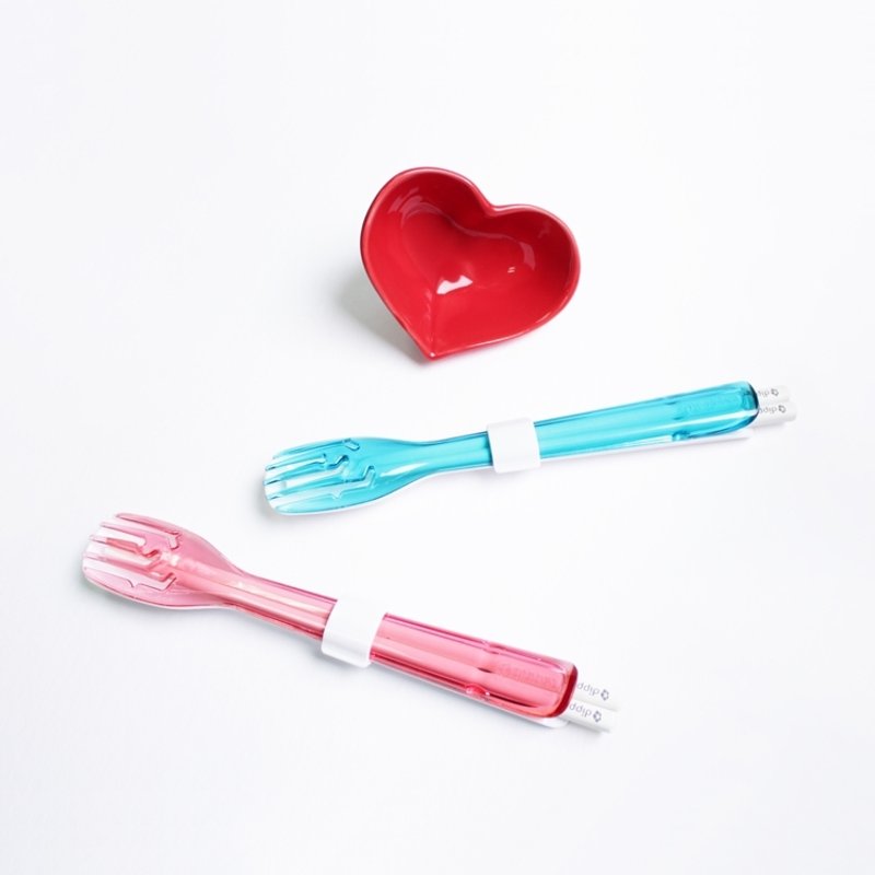 dipper 1+1情人限定组(环保餐具-SPS香槟粉红+SPS海洋蓝) - 情人节礼物首选 - 筷子/筷架 - 塑料 