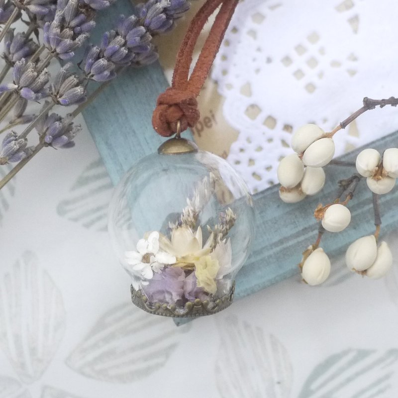 未完待续 | 干燥花 玻璃球 项链 森林系 女孩 微型小花园 送礼 礼物 手作 - 项链 - 植物．花 