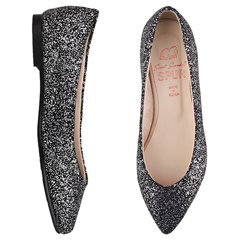 【韩国品牌】SPUR 尖头闪闪平底鞋 FS7014 BLACK - 女款运动鞋/球鞋 - 人造皮革 