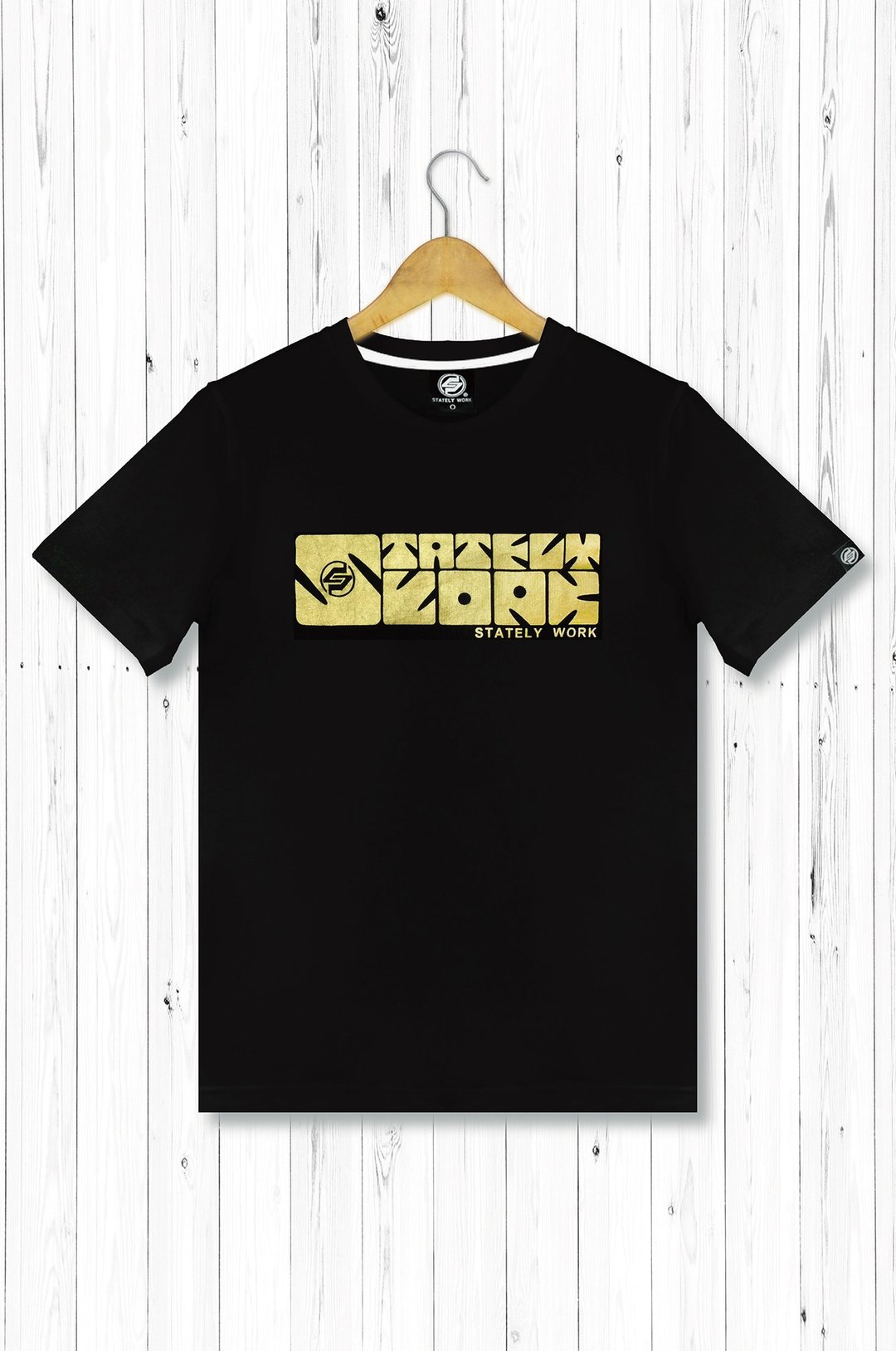 STATELYWORK 经典LOGO T-男短T恤 - 男装上衣/T 恤 - 棉 