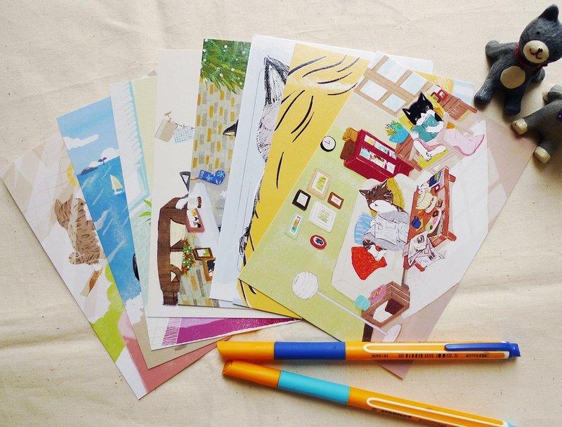 明信片-8张套组(b) - 卡片/明信片 - 纸 多色