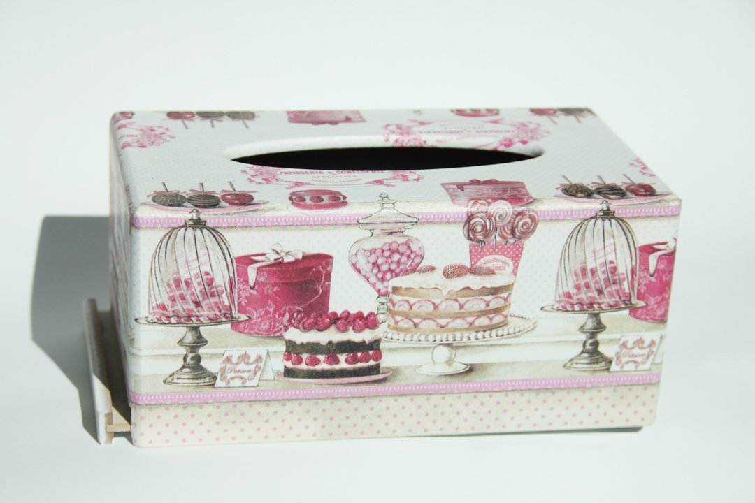 甜点面纸盒 - 摆饰 - 木头 粉红色