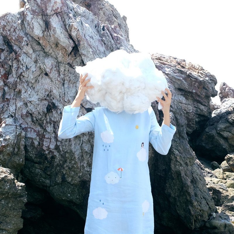 Puffy Clouds - 洋装/连衣裙 - 绣线 蓝色