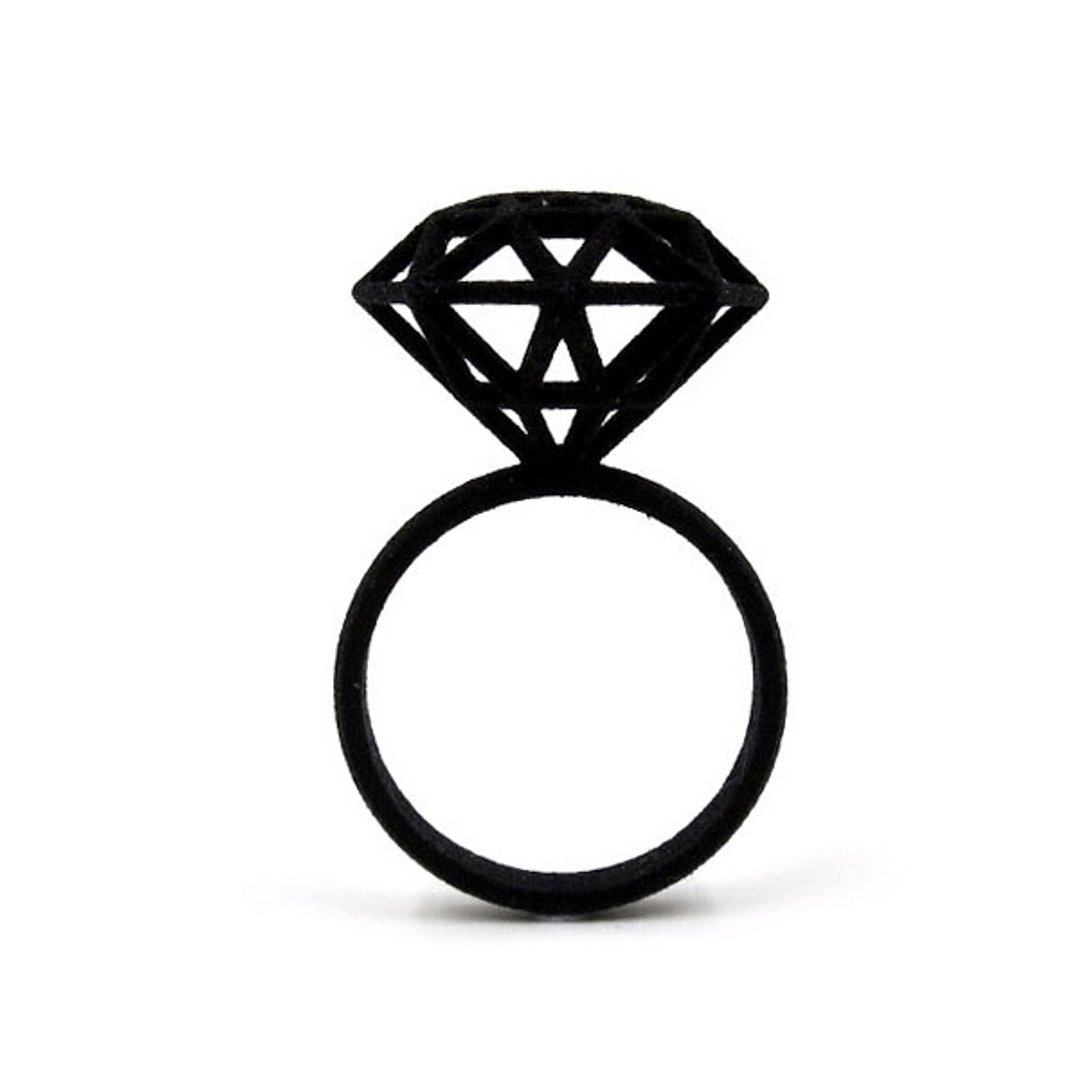 3D打印饰物戒指 - 三维打印 x Sparkler Ring - 戒指 - 其他材质 黑色