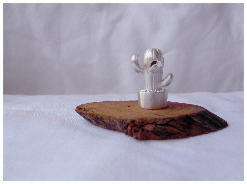 绿洲-仙人掌盆栽-纯银坠饰 (不含炼)   cactus - 项链 - 其他金属 灰色