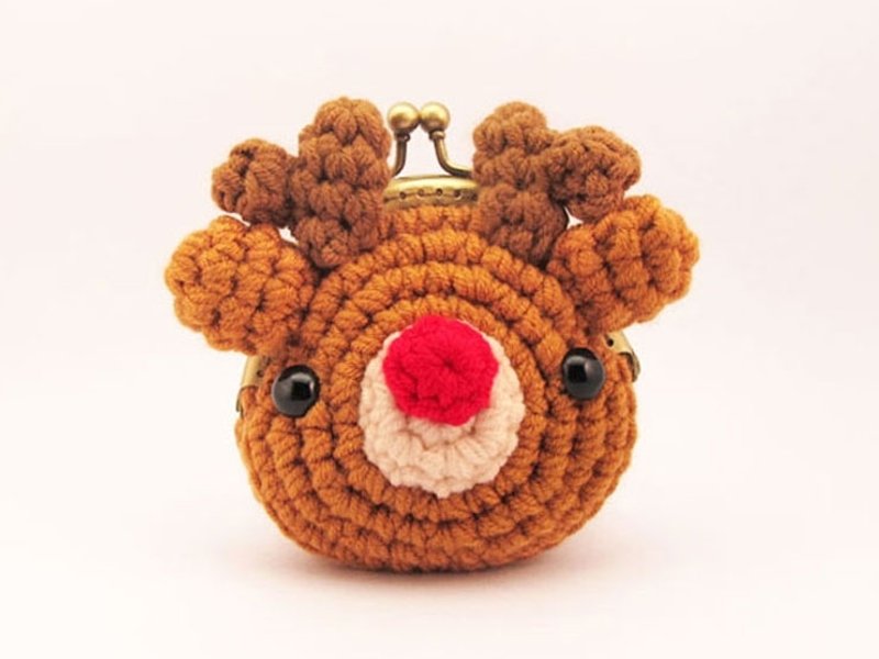 红鼻麋鹿-口金包-零钱包 - 零钱包 - 压克力 咖啡色