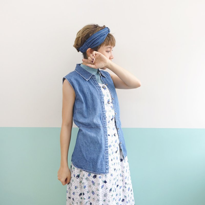 sale! 背心洗水牛仔恤衫 - 女装背心 - 其他材质 蓝色