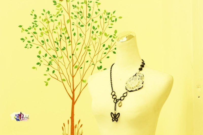 蝴蝶看到花 颈炼 /蕾丝风 两种戴法 可当长炼 - 项链 - 其他材质 白色