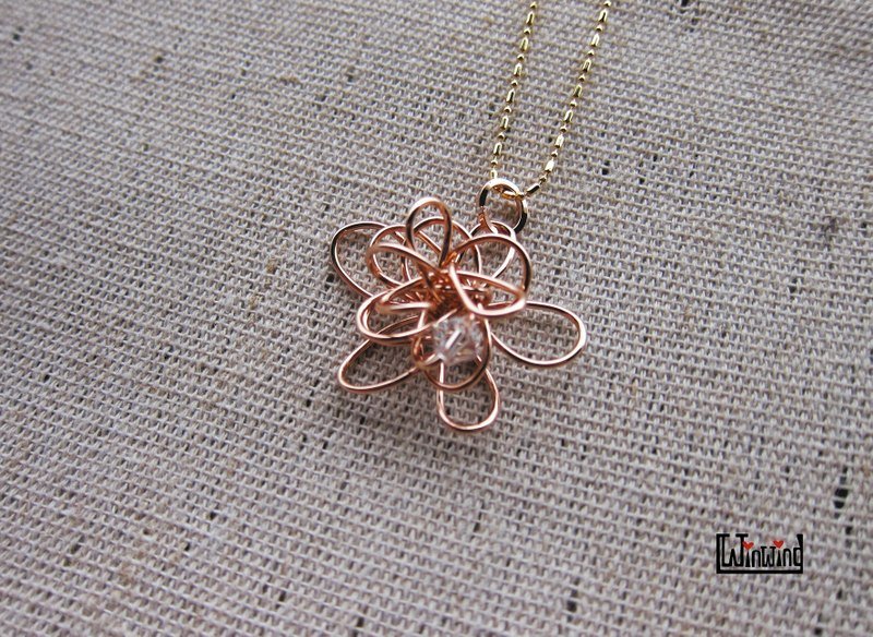 小花钻-玫瑰金 - 项链 - 其他金属 粉红色