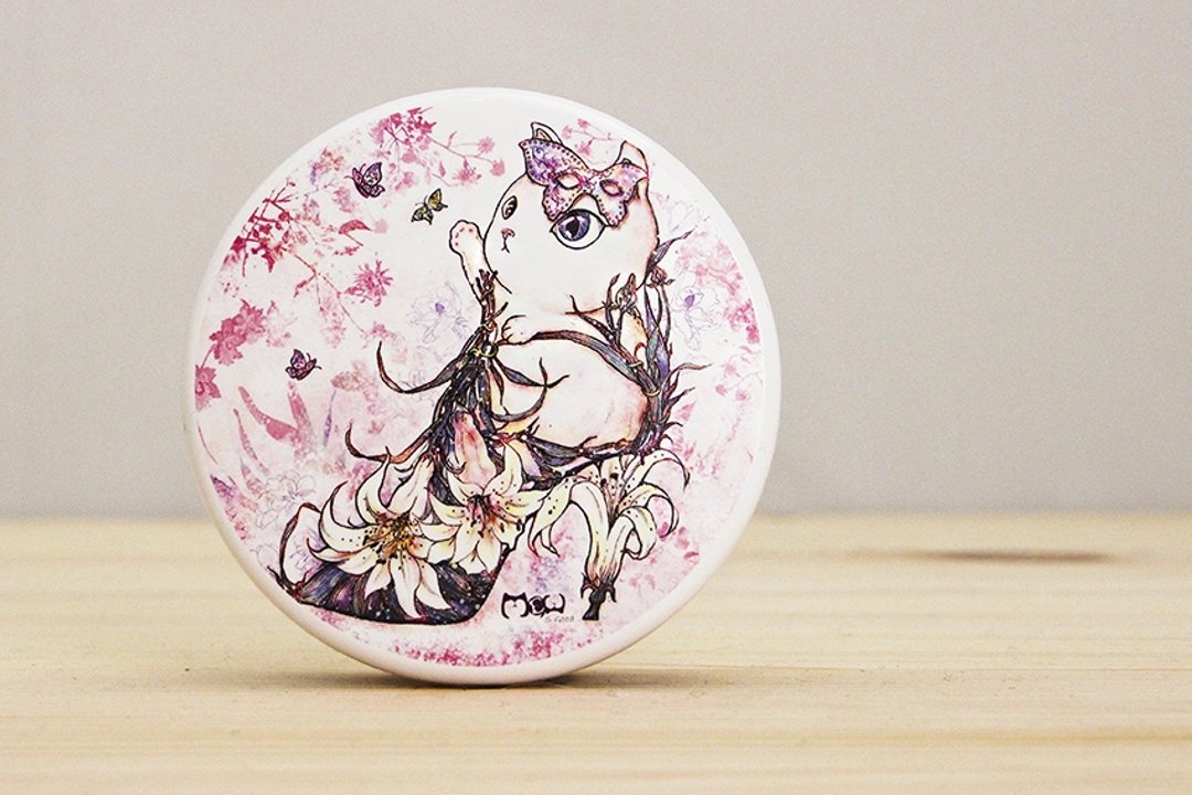 好喵 圆形双面镜- 百合高跟鞋花花猫 - 其他 - 塑料 粉红色