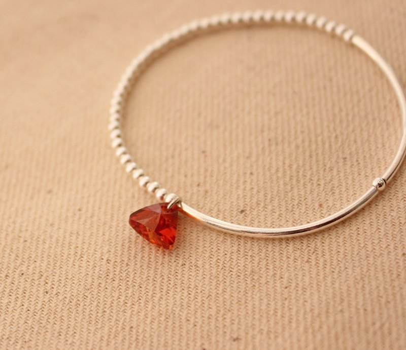 *hippie*Aerolite│殒石 经典百搭优雅女人水晶纯银手链(红/白择1 - 手链/手环 - 宝石 红色