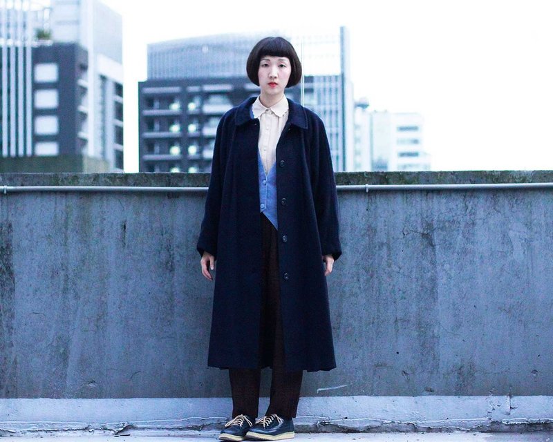 毛呢大衣--深蓝【c14110705】 - 女装休闲/机能外套 - 棉．麻 蓝色