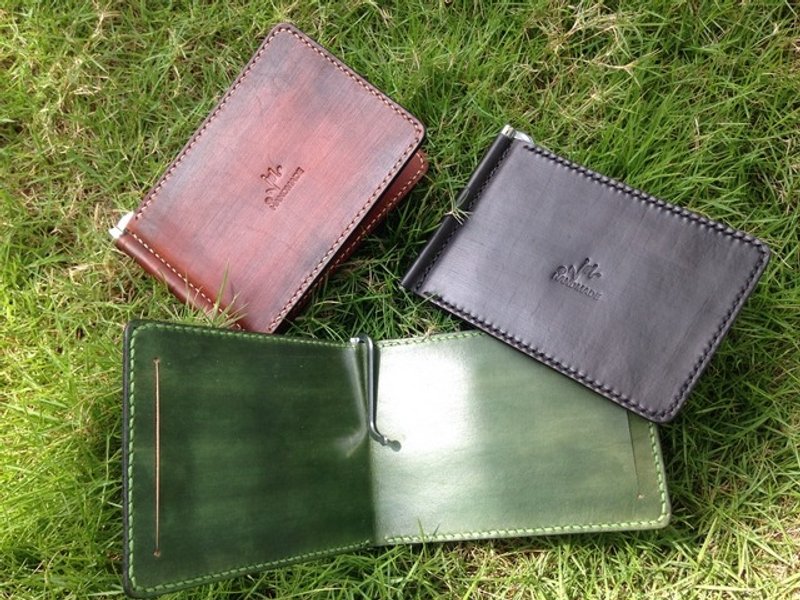 JM手工皮革~超轻薄钞票夹 - 皮夹/钱包 - 真皮 蓝色