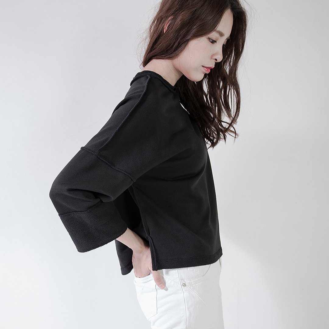SU:MI said Spotless 纯粹反绒上衣_5AF006_黑 - 女装上衣 - 棉．麻 黑色