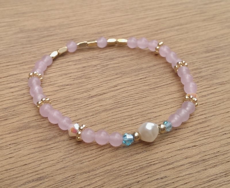 〈十七岁 〉粉晶 / 黄铜 细 手环 手链 - 手链/手环 - 其他材质 粉红色