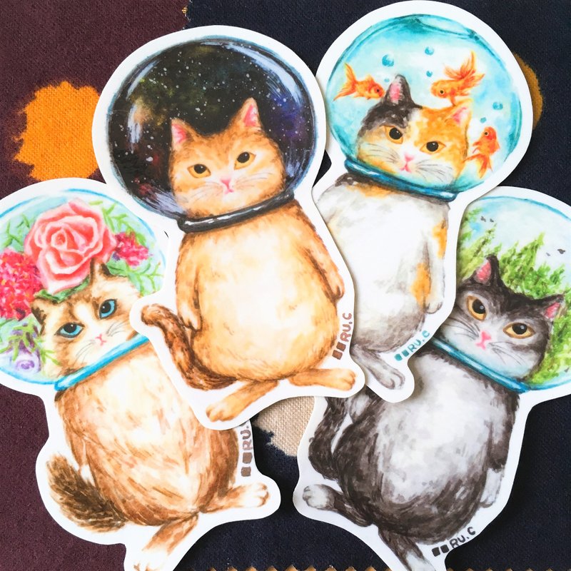 玻璃球猫 大贴纸套装 - 贴纸 - 纸 多色