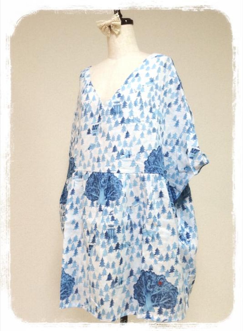 Forest of Fairy Tales Tunic One Piece White - 洋装/连衣裙 - 棉．麻 白色