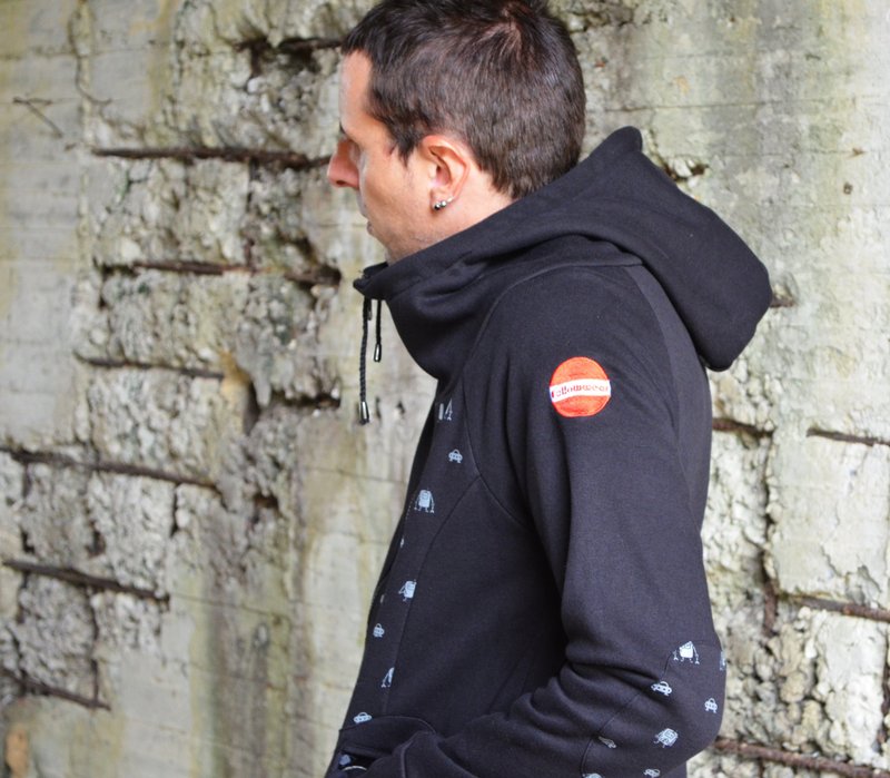 【Followwear】立领刷毛机器人连帽外套 黑色  男/女 包邮 - 中性连帽卫衣/T 恤 - 棉．麻 黑色