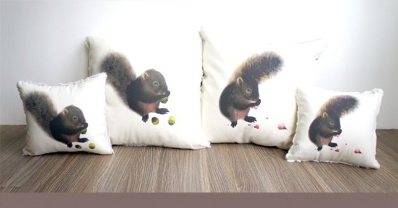 赤腹松鼠抱枕四件组 - 枕头/抱枕 - 棉．麻 多色