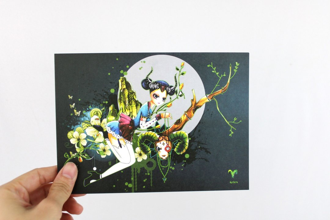 十二星座-Aries牡羊座/插画明信片 - 卡片/明信片 - 纸 蓝色