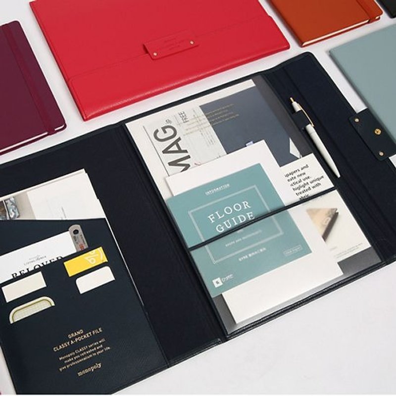 Dessin x monopoly-荔枝皮纹经典档案夹文件夹-宇宙蓝,MPL23560 - 文件夹/资料夹 - 真皮 蓝色