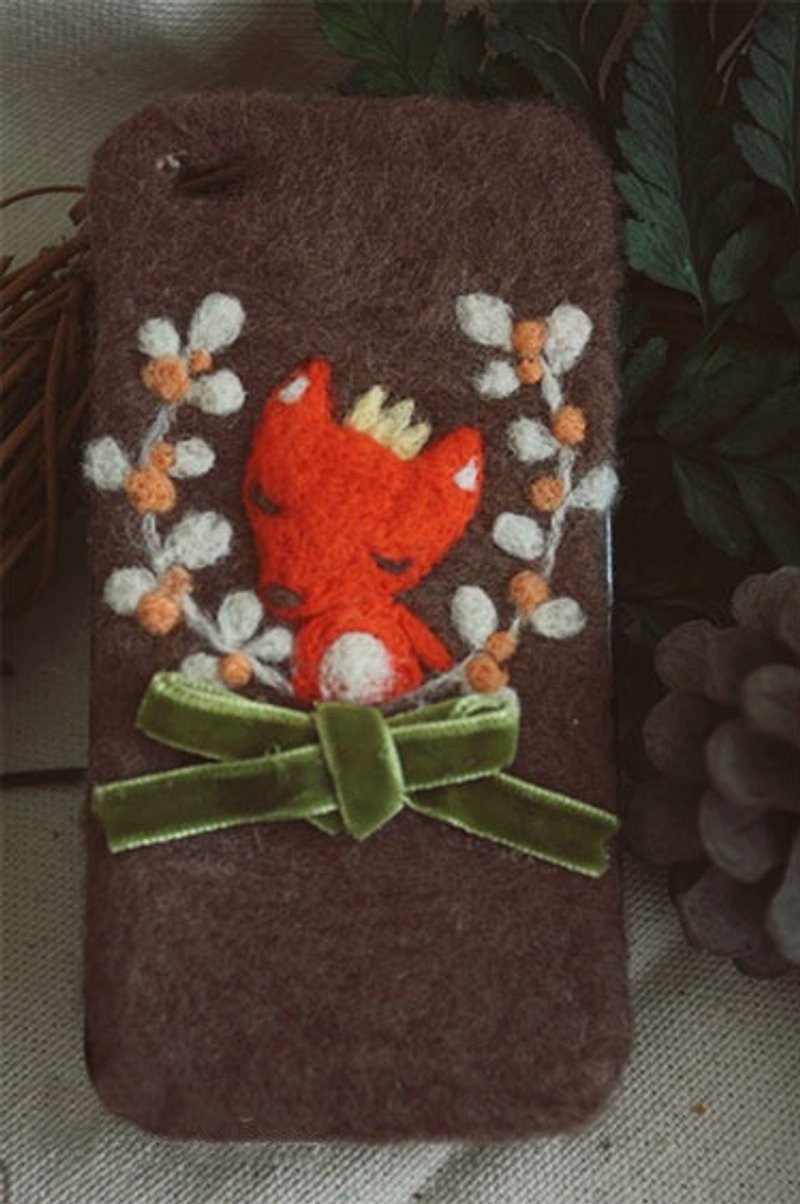 秋日俏皮狐狸花圈羊毛毡IPHONE6手机壳 - 手机壳/手机套 - 羊毛 咖啡色