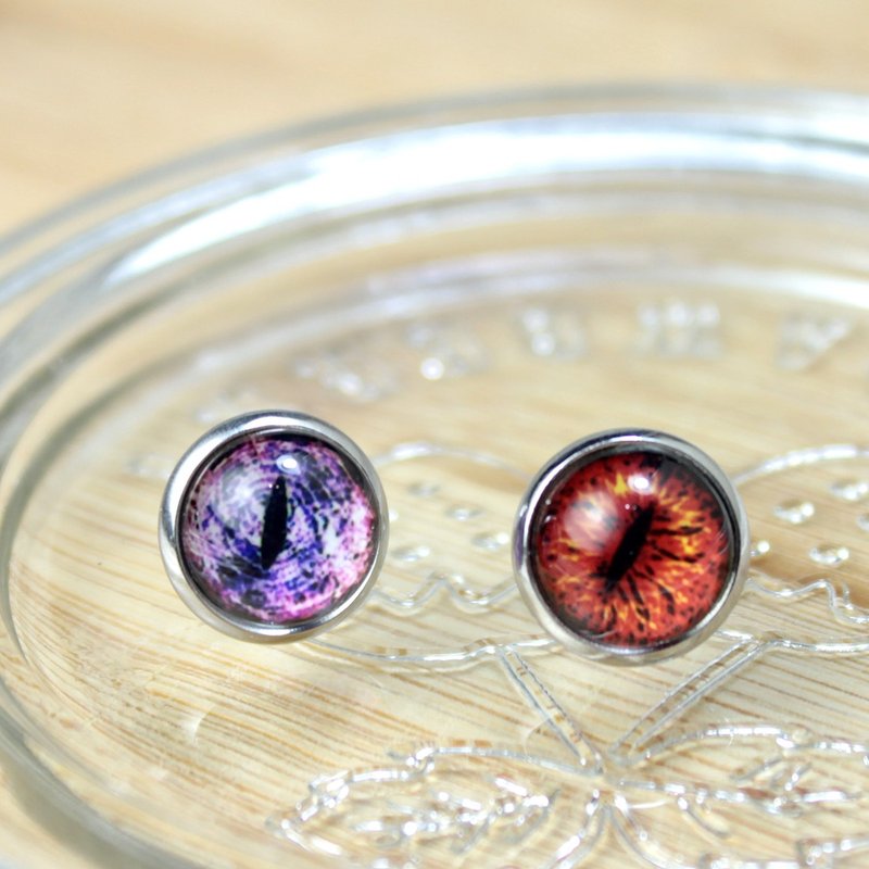 Cat EYE 10mm猫眼不锈钢 针式耳环 耳针 (可选不同色) - 耳环/耳夹 - 其他金属 多色
