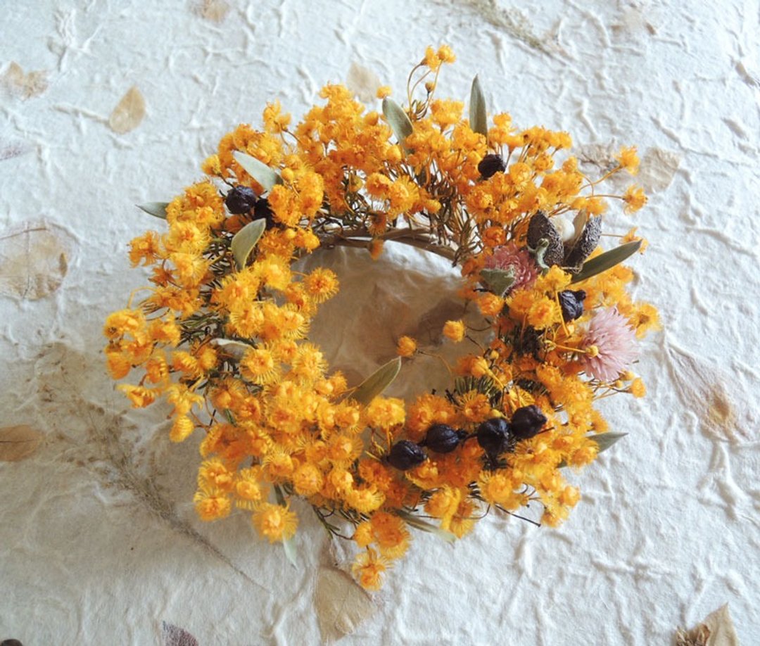 微甜·圈 手作 好迷你 花园里森林生活 野地小花 小花圈 甜塔 - 墙贴/壁贴 - 植物．花 橘色