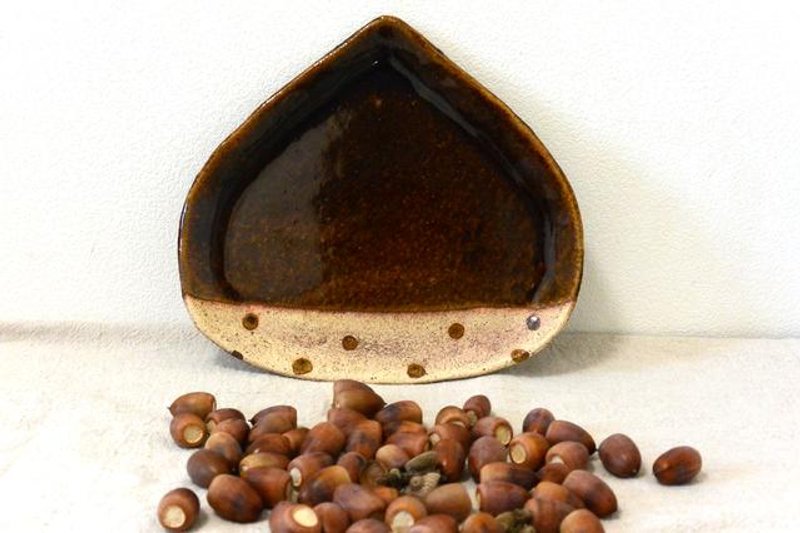 大栗子陶盘　深焙 - 盘子/餐盘/盘架 - 其他材质 咖啡色