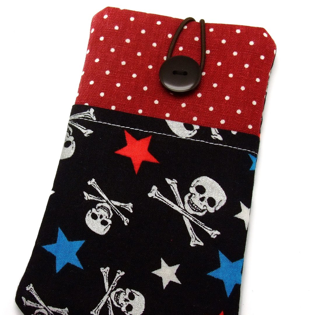 iPhone sleeve, Samsung Galaxy S8, Galaxy Note 8 pouch cover 自家制手提电话包, 手机布袋，布套 ，(可量身订制) - Skul (P-88) - 手机壳/手机套 - 棉 黑色