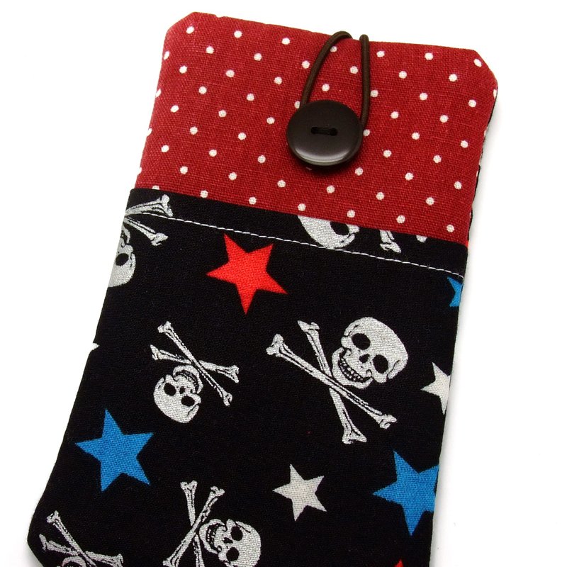 iPhone sleeve, Samsung Galaxy S8, Galaxy Note 8 pouch cover 自家制手提电话包, 手机布袋，布套 ，(可量身订制) - Skul (P-88) - 手机壳/手机套 - 棉．麻 黑色