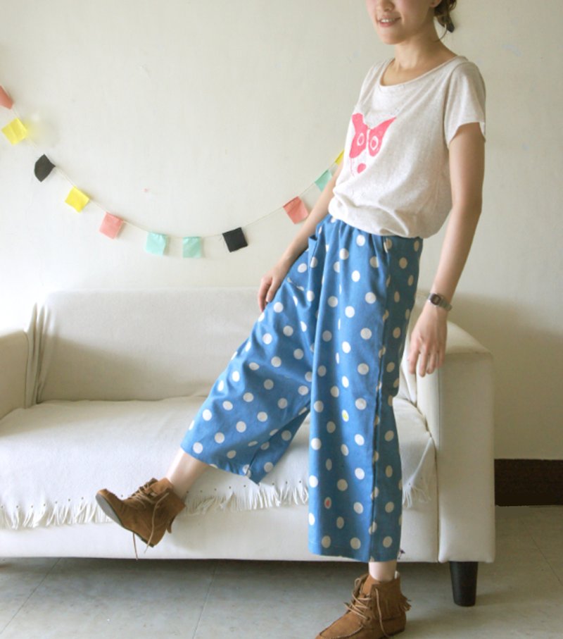 ＊最后一件＊圆点泡泡舒服宽宽裤（浅蓝） - 女装长裤 - 其他材质 蓝色