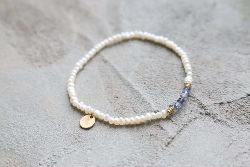 <☞ HAND IN HAND ☜> 天然珍珠-落叶 手环 (0322) - 手链/手环 - 宝石 蓝色