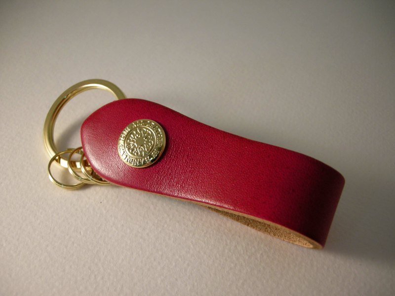 义大利进口牛皮 手工皮件 /尖头立体钥匙圈-玫瑰红   **isni手作り革专门店** - 其他 - 真皮 红色