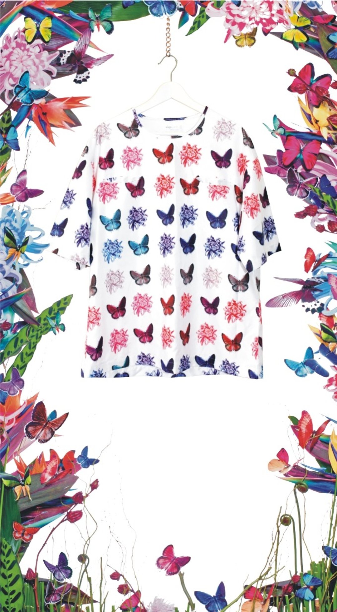 Monna绽放系列-花蝴蝶Butterfly满版黑标上衣 - 女装上衣 - 其他材质 多色