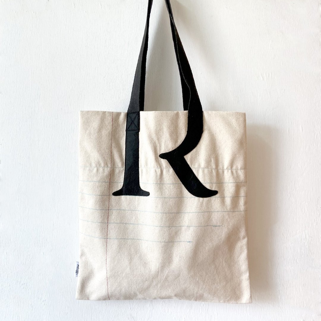 缝线单行簿, 厚帆布布袋, R, S 全人手制Tote Bag - 侧背包/斜挎包 - 棉 卡其色