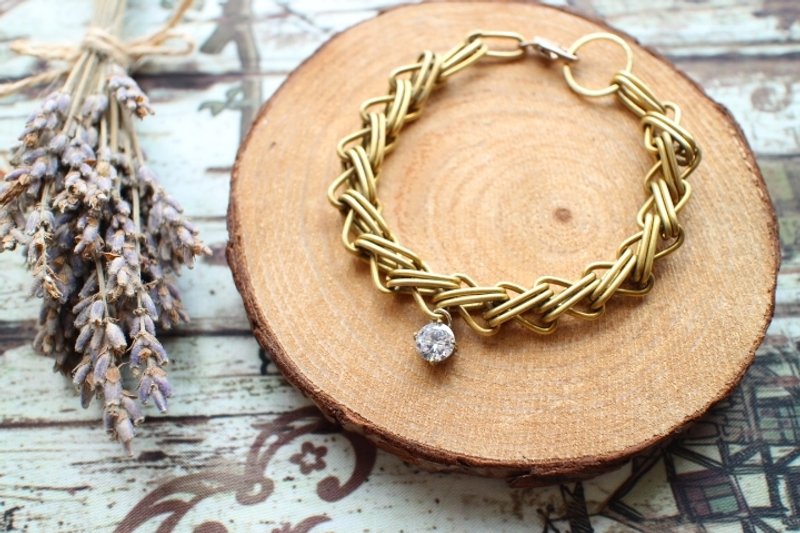 眷恋~黄铜锆石复古手链 - 手链/手环 - 其他材质 