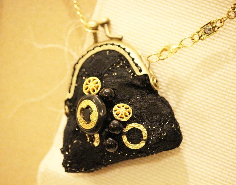 蕾丝黑  "爵士风华" 零钱包 可当作长项炼 - 零钱包 - 其他材质 黑色